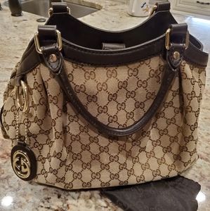 Gucci Sukey GG Canvas & Brown Leather Bag